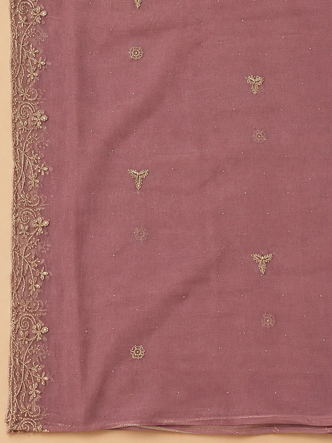 Onion Pink Tissue Embroidered Unstitched Dress Material