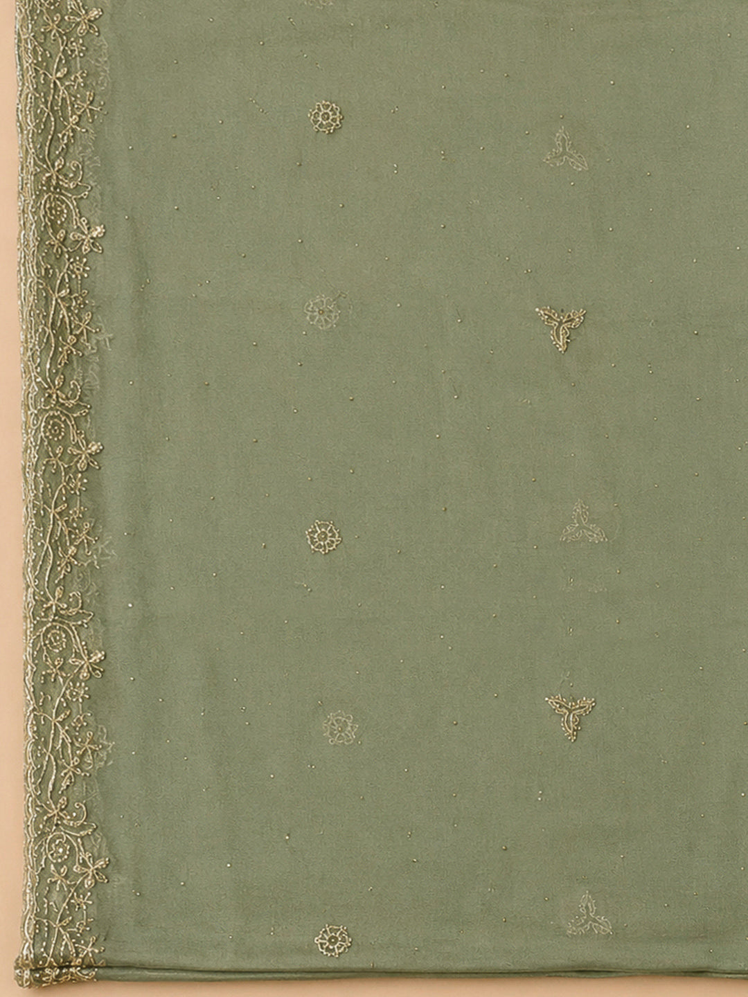 Pista Green Tissue Embroidered Unstitched Dress Material