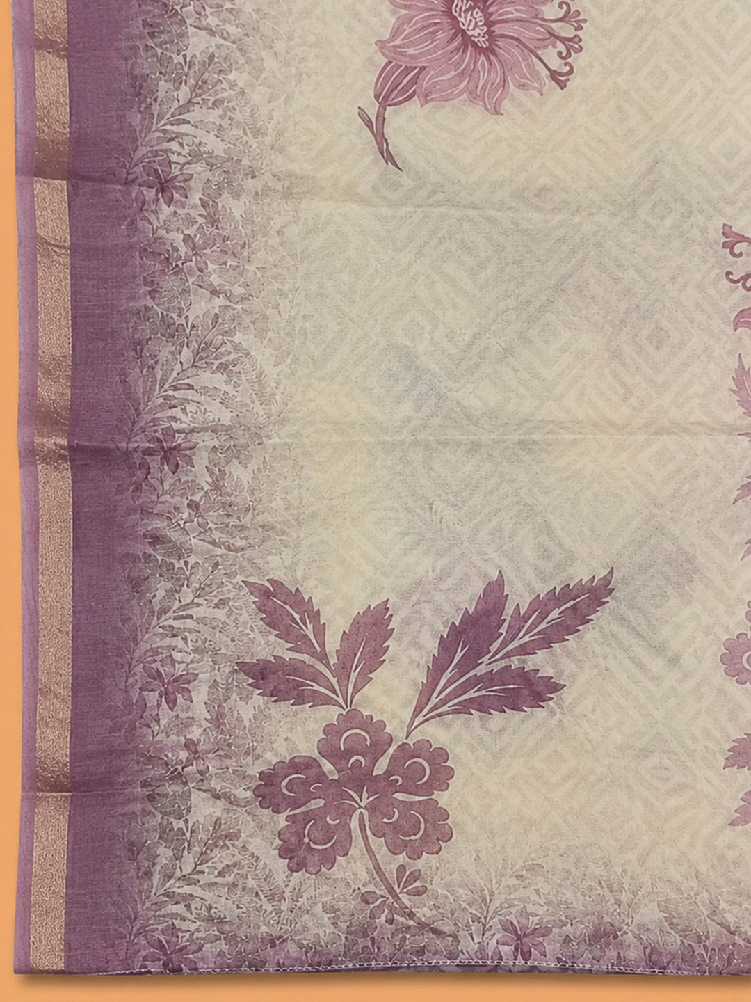 Lavender Chanderi Printed Unstitched Dress Material