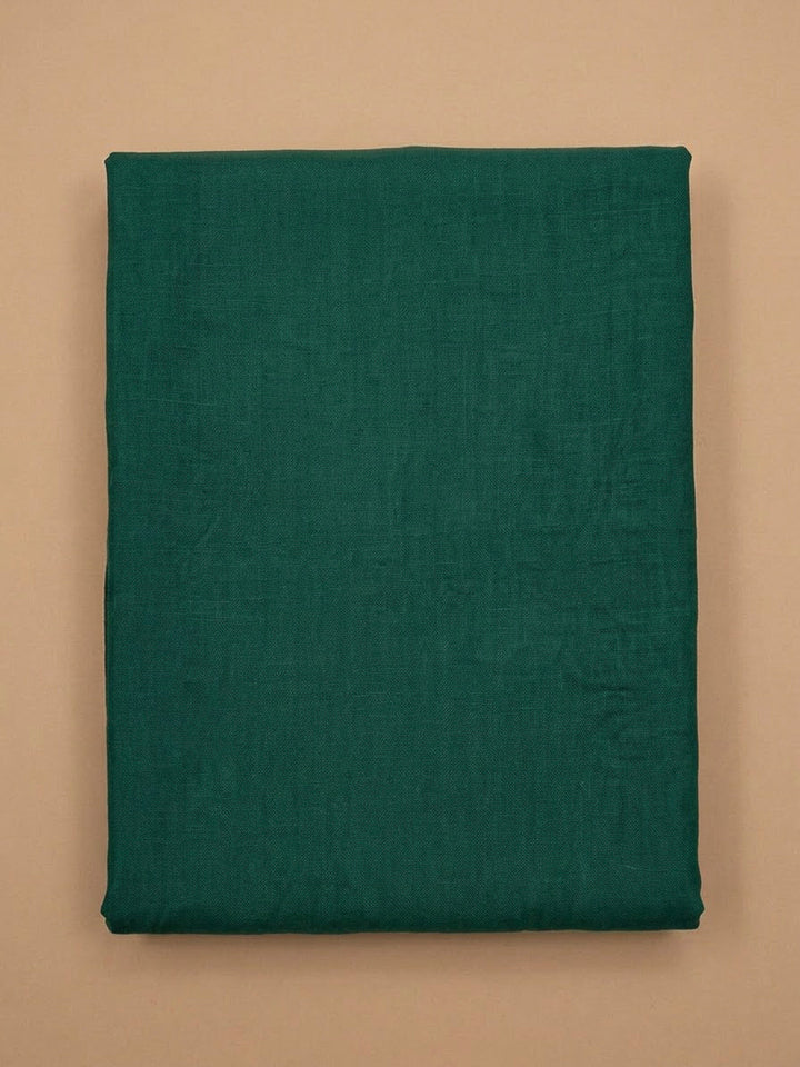 Green Linen Blend Printed Unstitched Dress Material