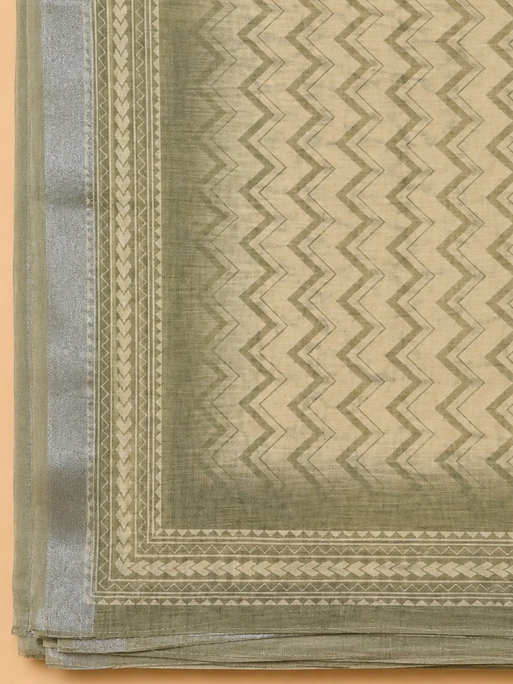Aqua Linen Blend Embroidered Unstitched Dress Material