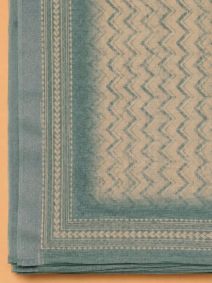 Rama Green Linen Blend Embroidered Unstitched Dress Material
