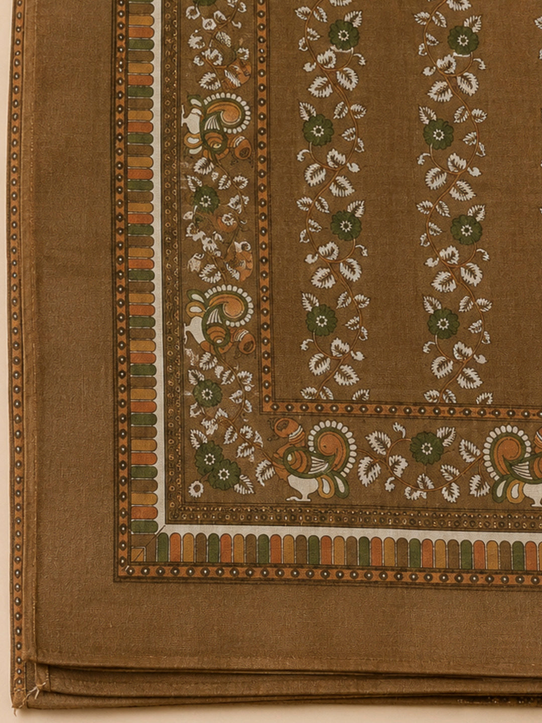 Brown Linen Printed Unstitched Dress Material