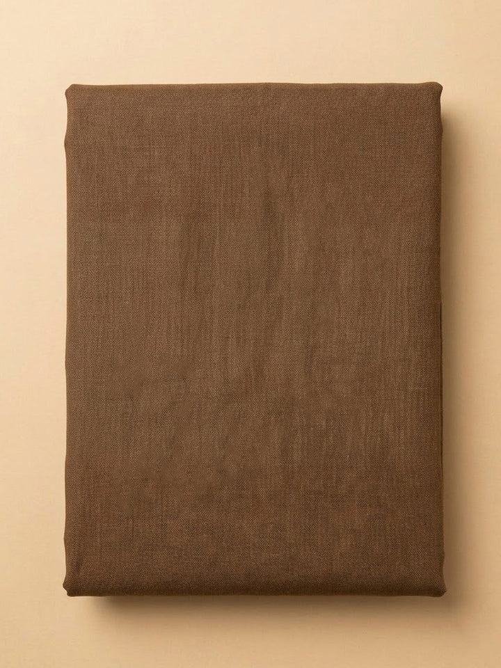 Brown Linen Printed Unstitched Dress Material
