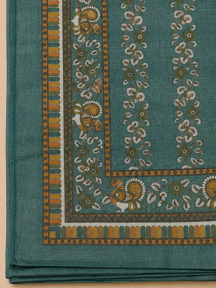 Rama Green Linen Printed Unstitched Dress Material