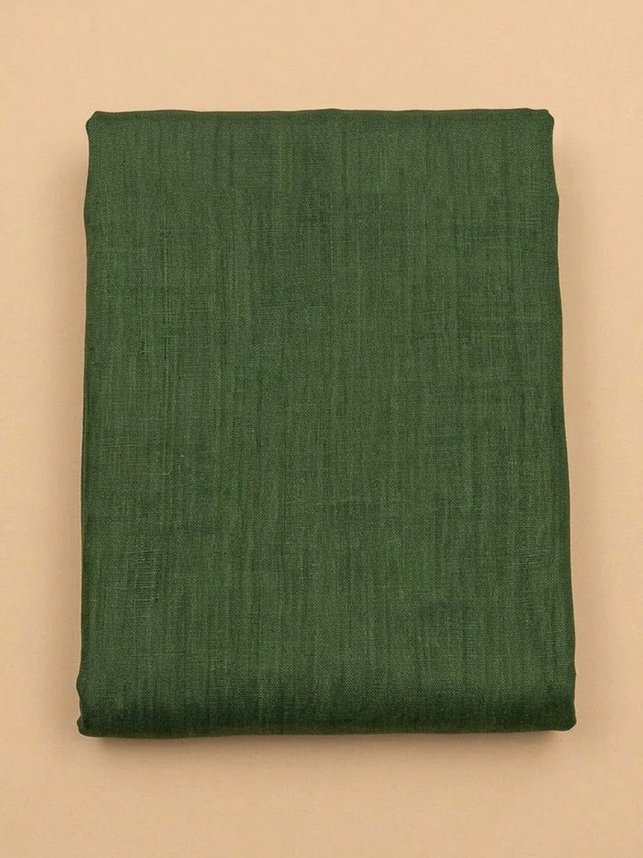 Bottle Green Linen Printed Unstitched Dress Material