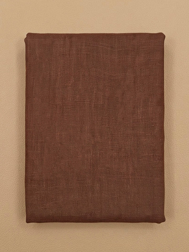 Brown Linen Printed Unstitched Dress Material