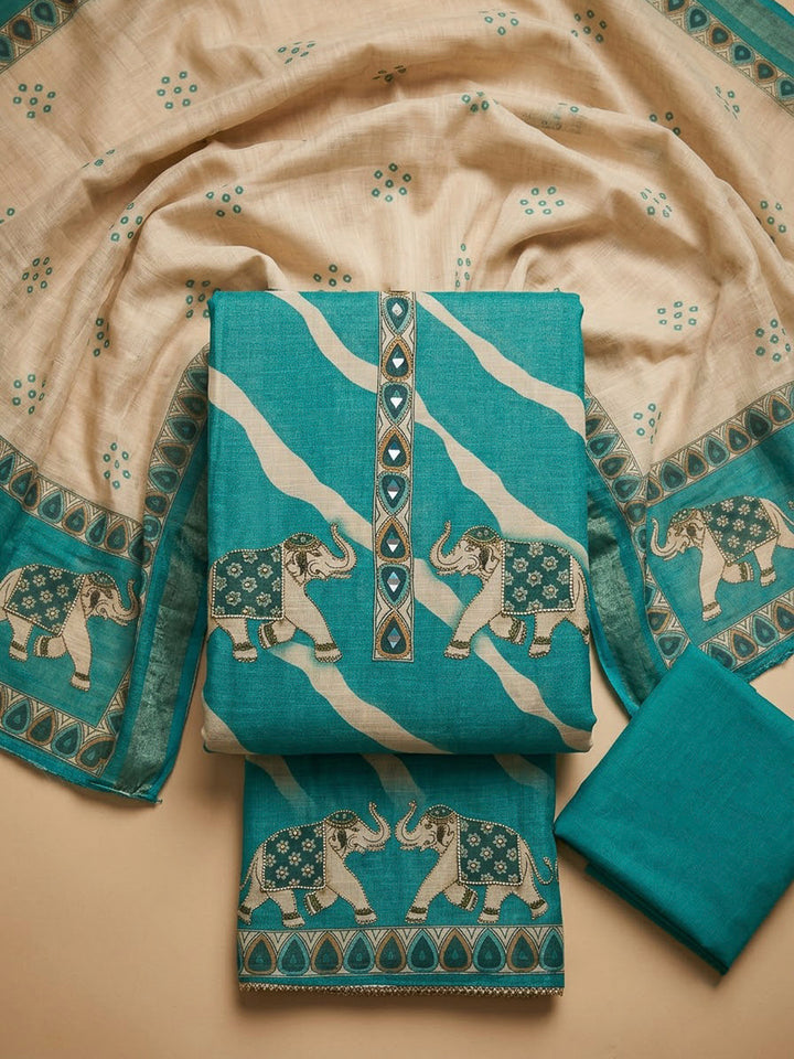 Firozee Linen Printed Unstitched Dress Material