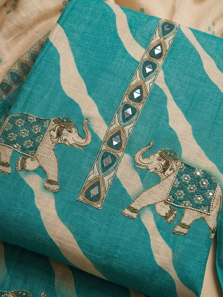 Firozee Linen Printed Unstitched Dress Material