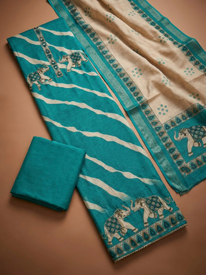 Firozee Linen Printed Unstitched Dress Material