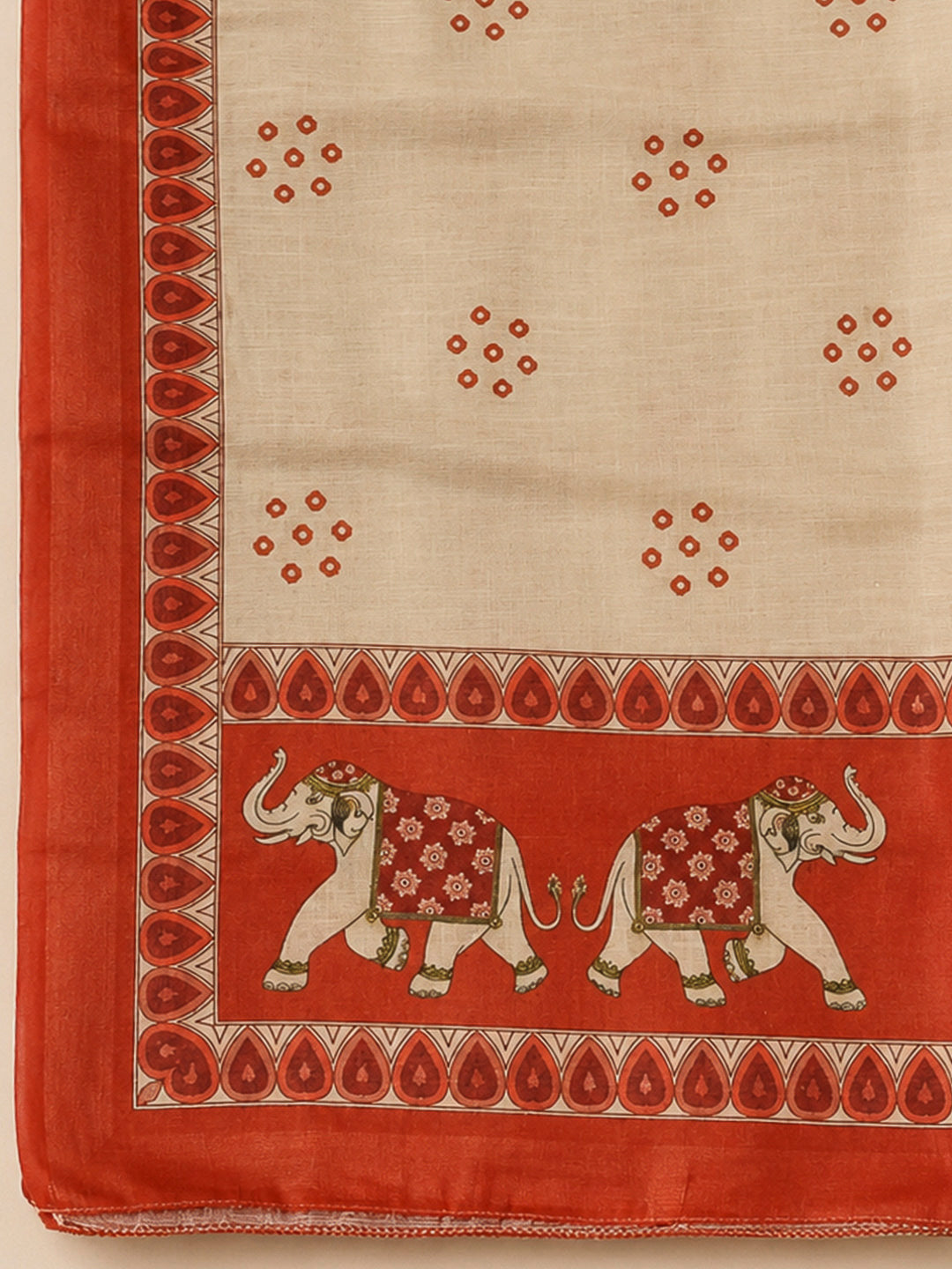 Rust Linen Printed Unstitched Dress Material