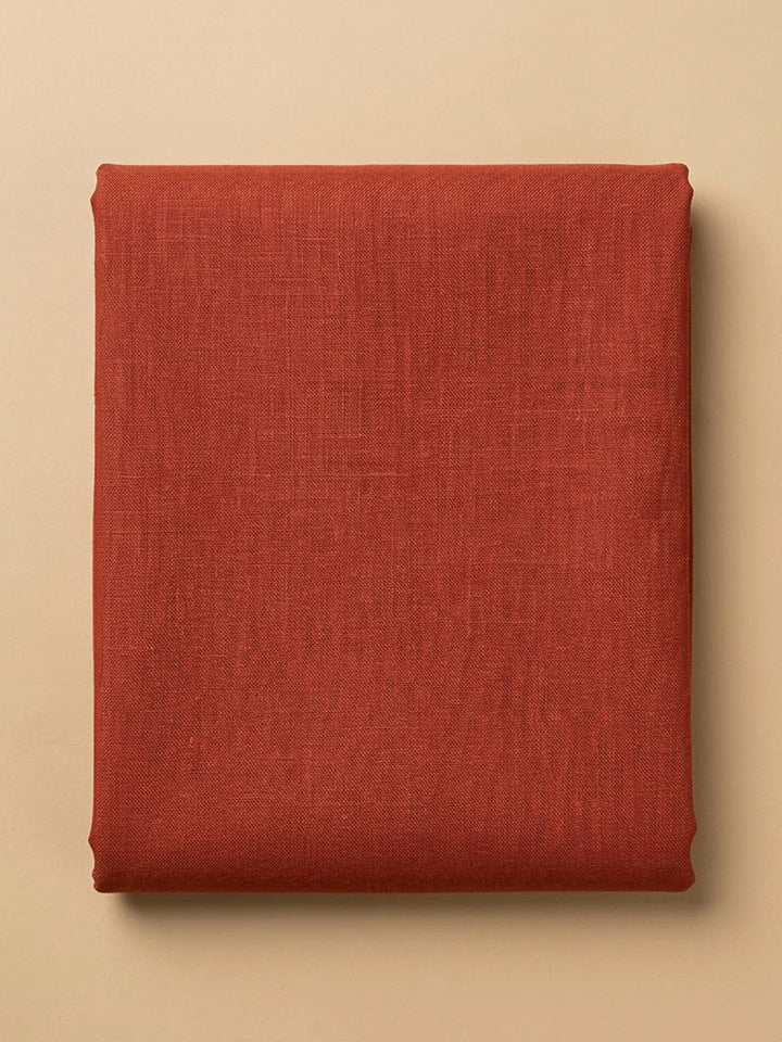 Rust Linen Printed Unstitched Dress Material