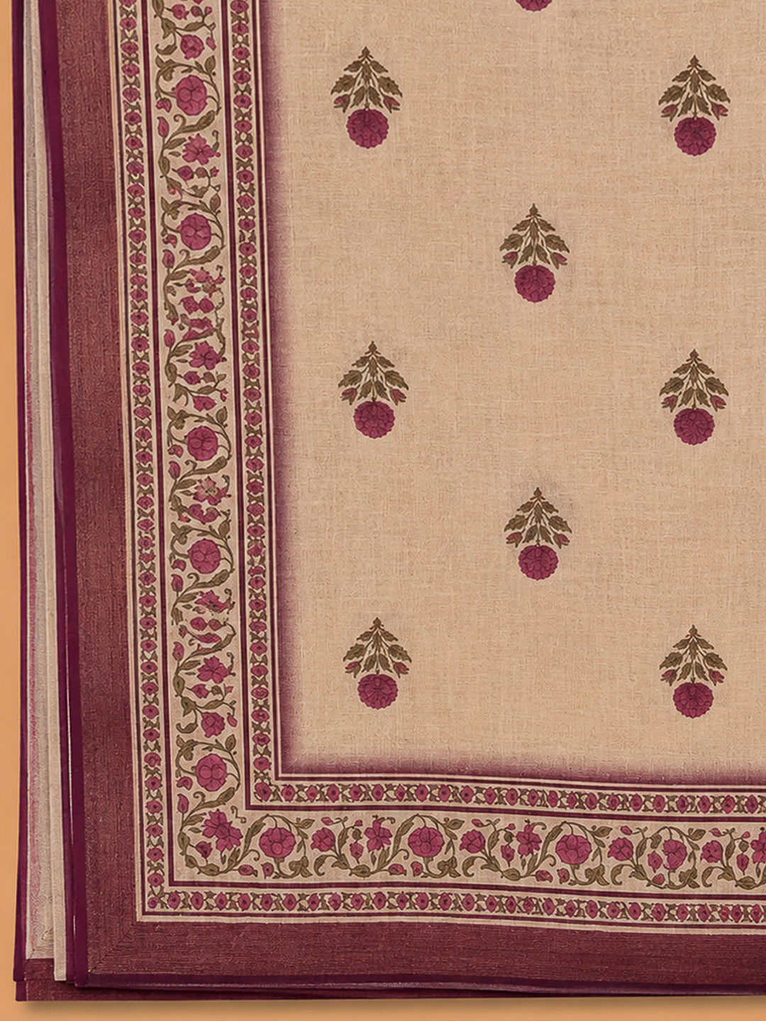 Wine Linen Printed Unstitched Dress Material