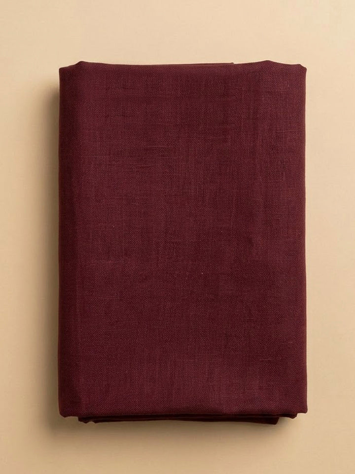 Wine Linen Printed Unstitched Dress Material