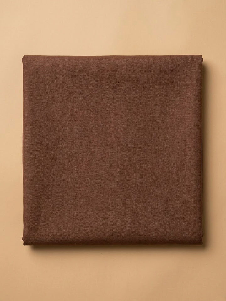Brown Linen Printed Unstitched Dress Material