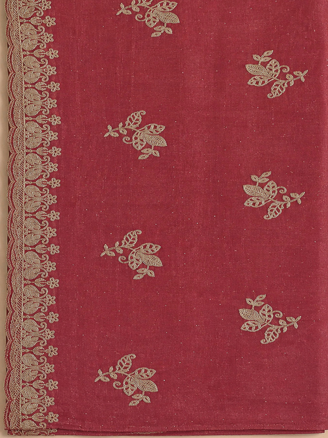Onion Pink Organza Embroidered Unstitched Dress Material