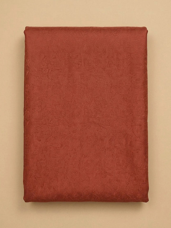 Rust Organza Embroidered Unstitched Dress Material