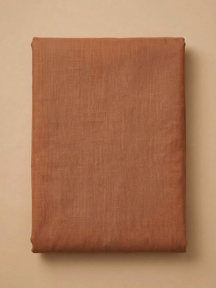 Rust Linen Blend Printed Unstitched Dress Material