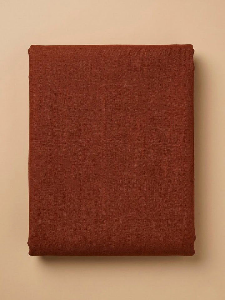 Rust Linen Blend Printed Unstitched Dress Material
