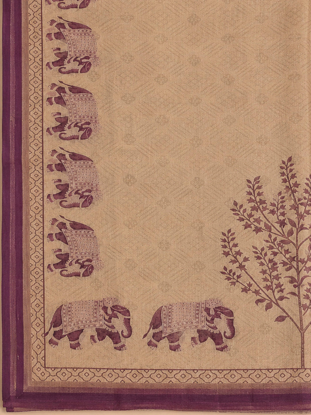 Wine Linen Blend Printed Unstitched Dress Material