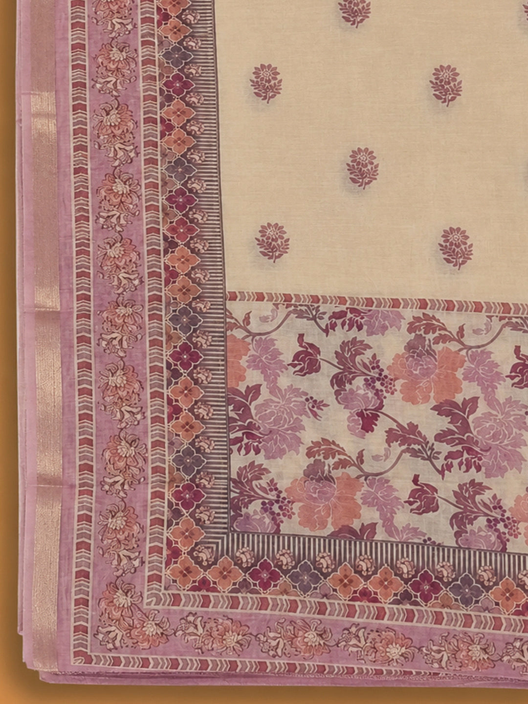 Lavender Chanderi Printed Unstitched Dress Material