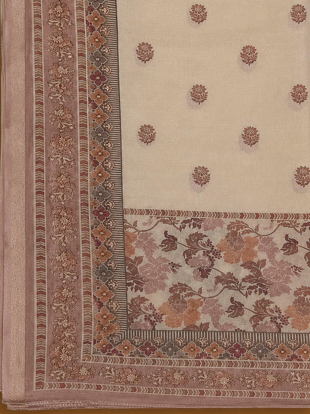 Onion Pink Chanderi Printed Unstitched Dress Material