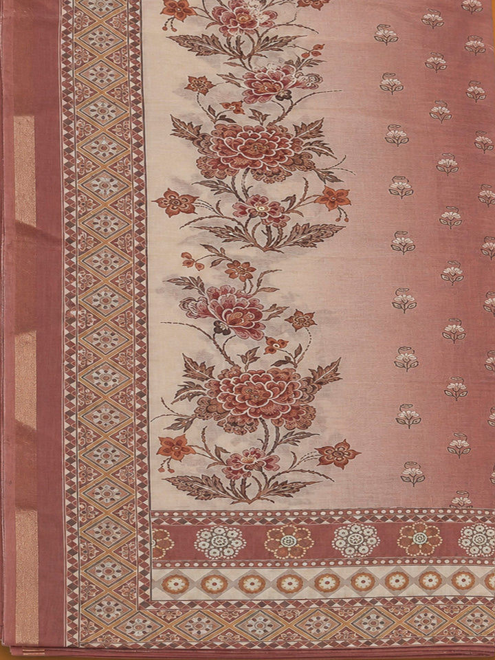 Onion Pink Chanderi Printed Unstitched Dress Material