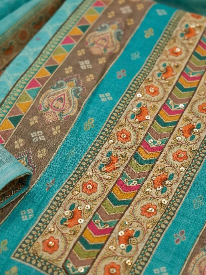 Firozee Chanderi Printed Unstitched Dress Material