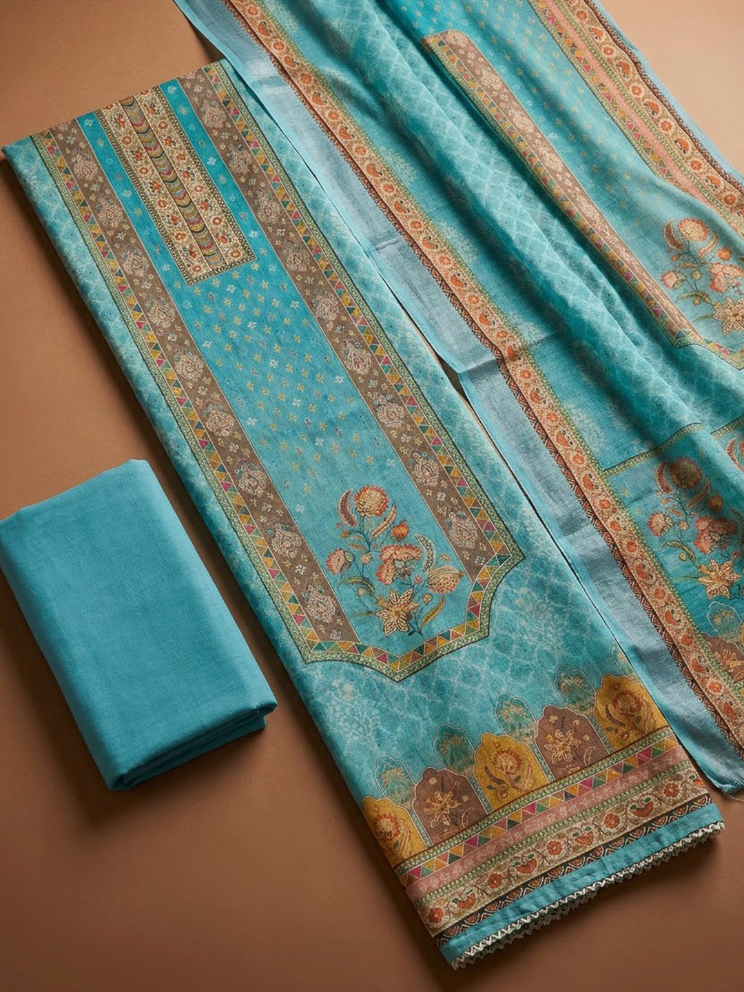 Firozee Chanderi Printed Unstitched Dress Material