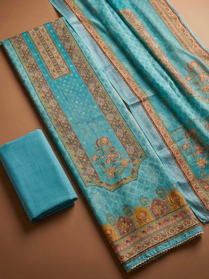 Firozee Chanderi Printed Unstitched Dress Material