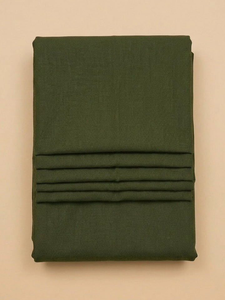 Green Linen Blend Printed Unstitched Dress Material