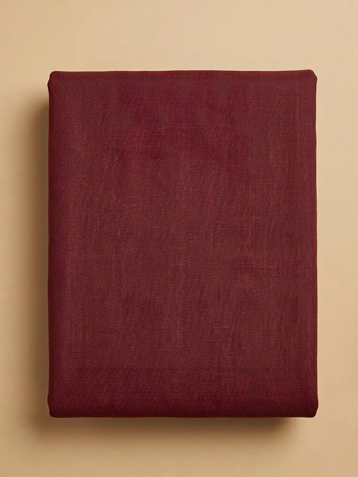 Maroon Linen Blend Printed Unstitched Dress Material