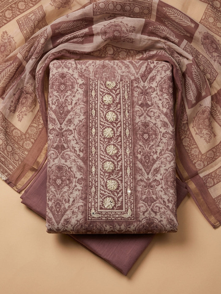 Onion Pink  Chanderi Unstitched Dress Material