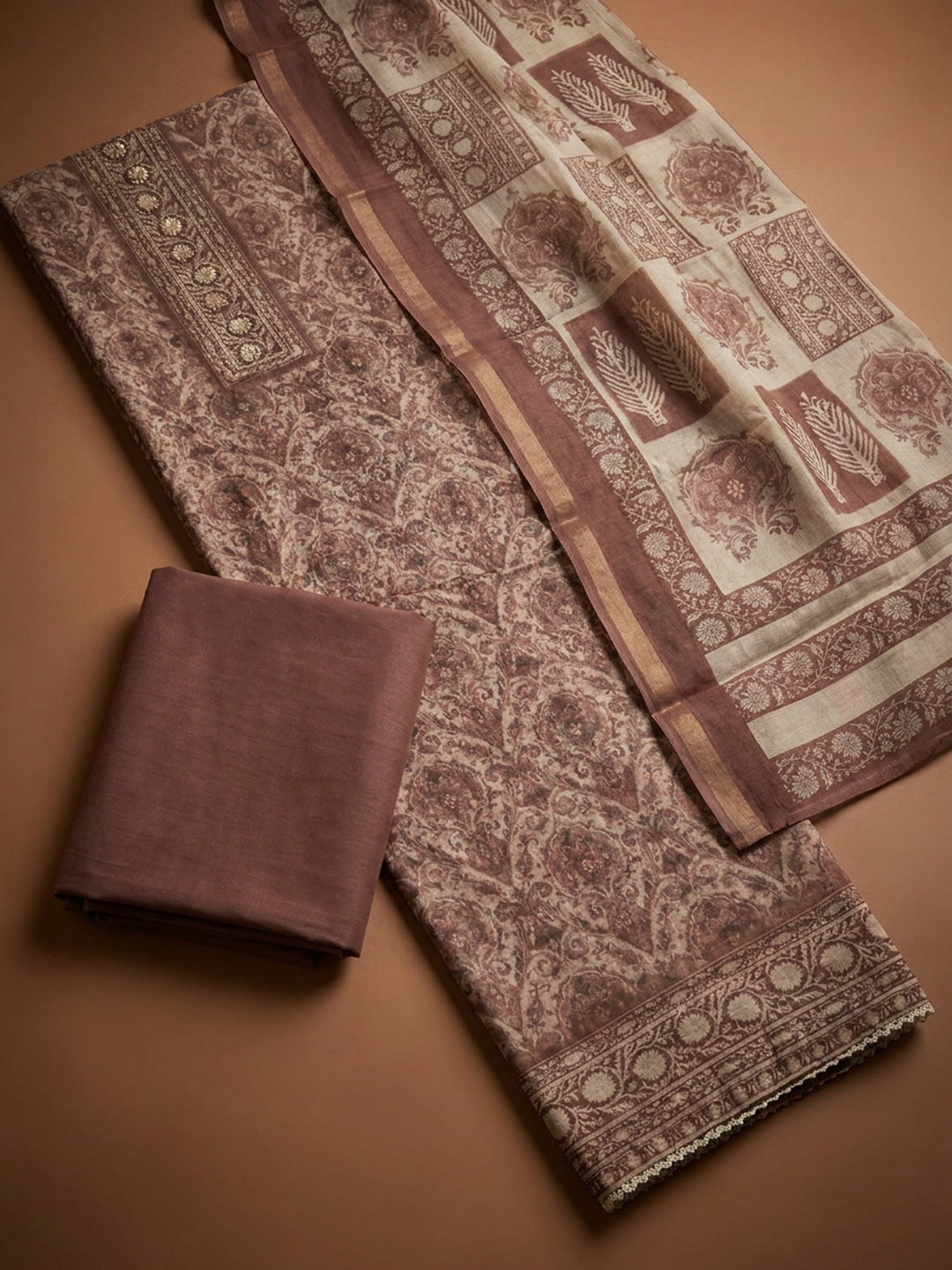 Onion Pink  Chanderi Unstitched Dress Material