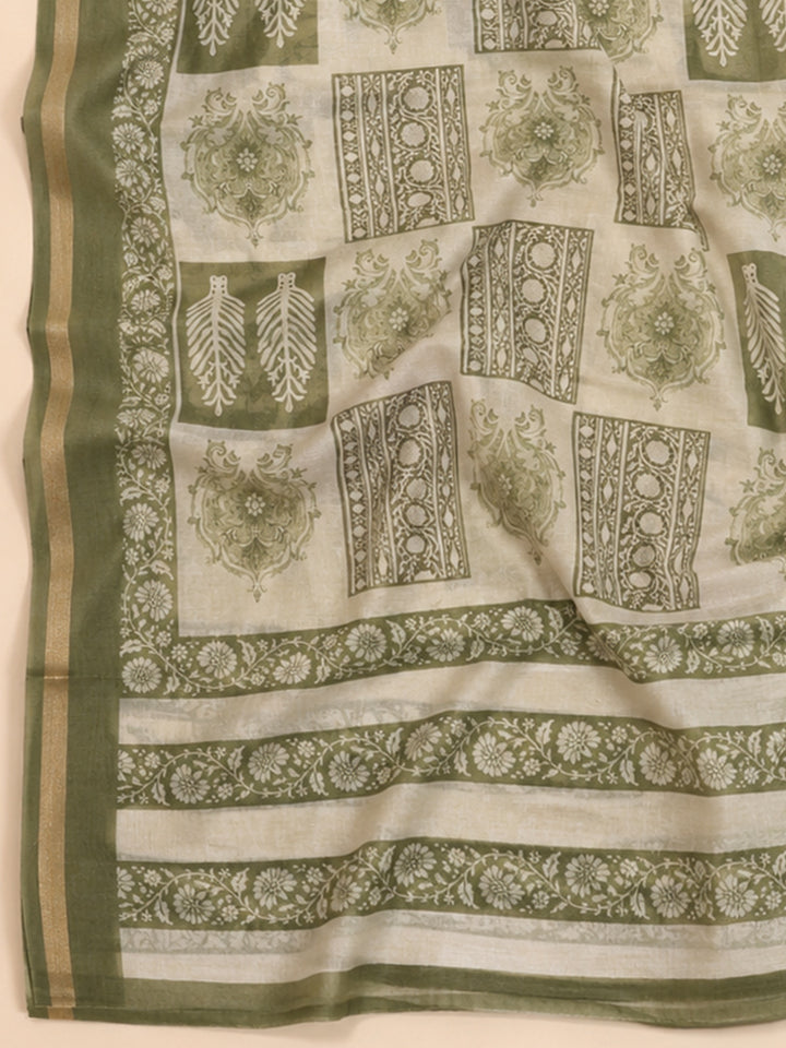 Pista Green  Chanderi Unstitched Dress Material