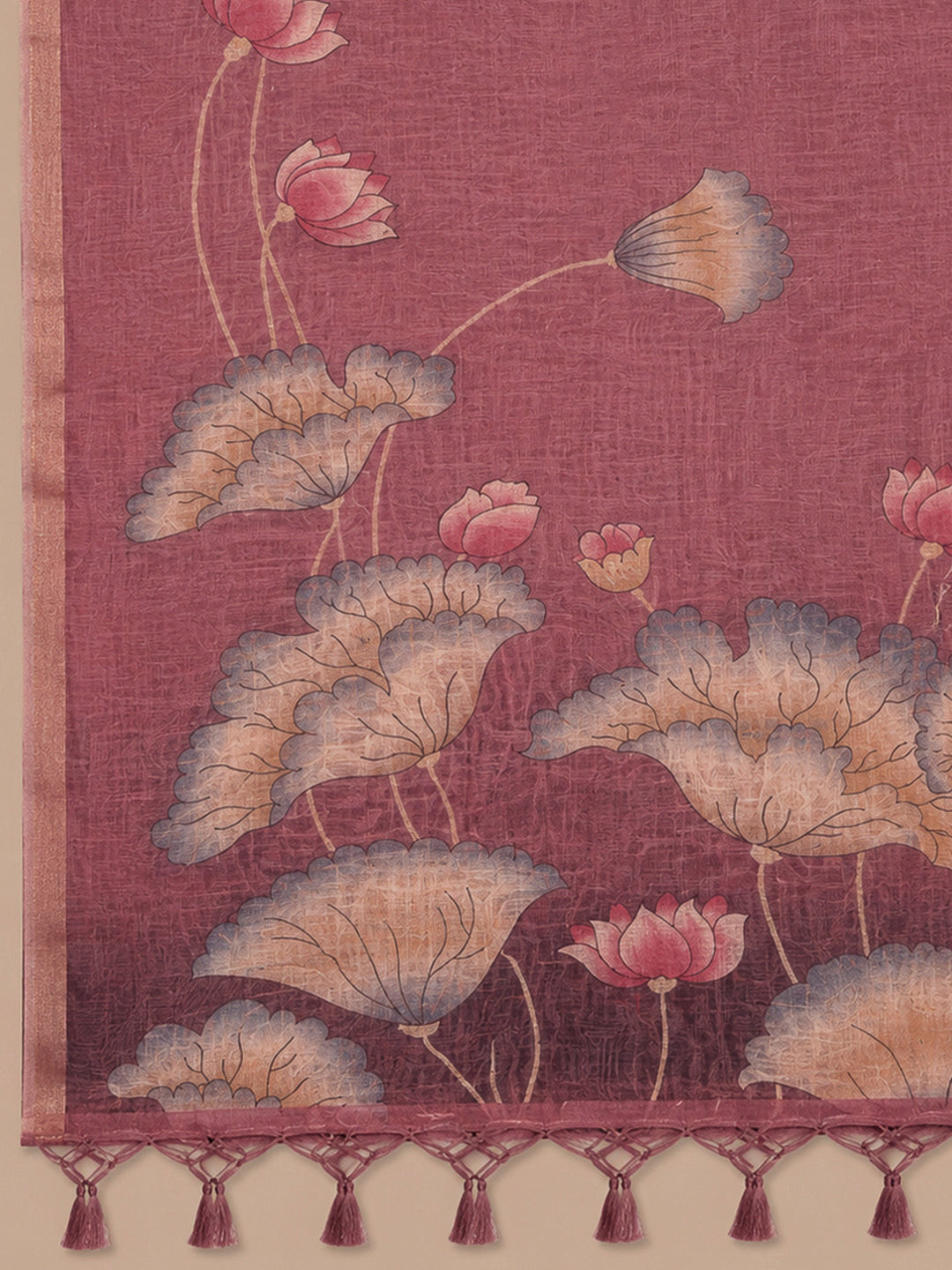 Onion Pink Printed Chanderi Unstitched Dress Material
