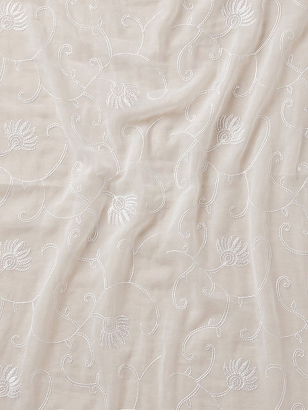 Cream Rust Embroidered Cotton Blend Unstitched Suit With Pant &amp; Dupatta