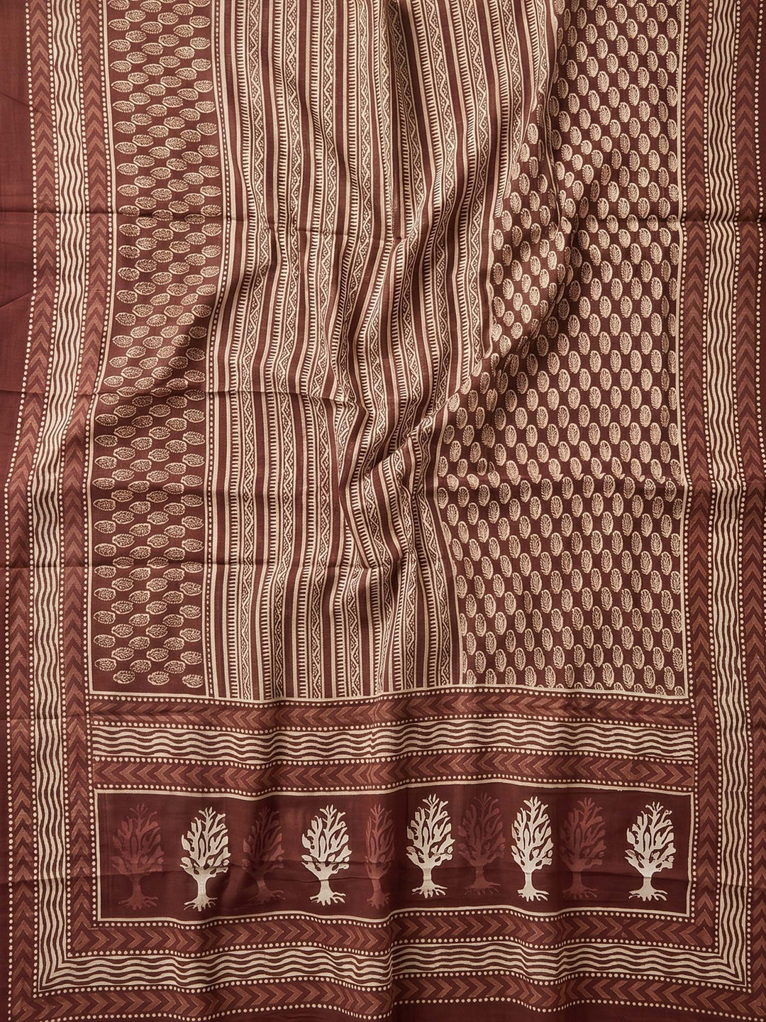 Maroon Printed Cotton Blend Unstitched Suit &amp; Pant With Cotton Dupatta