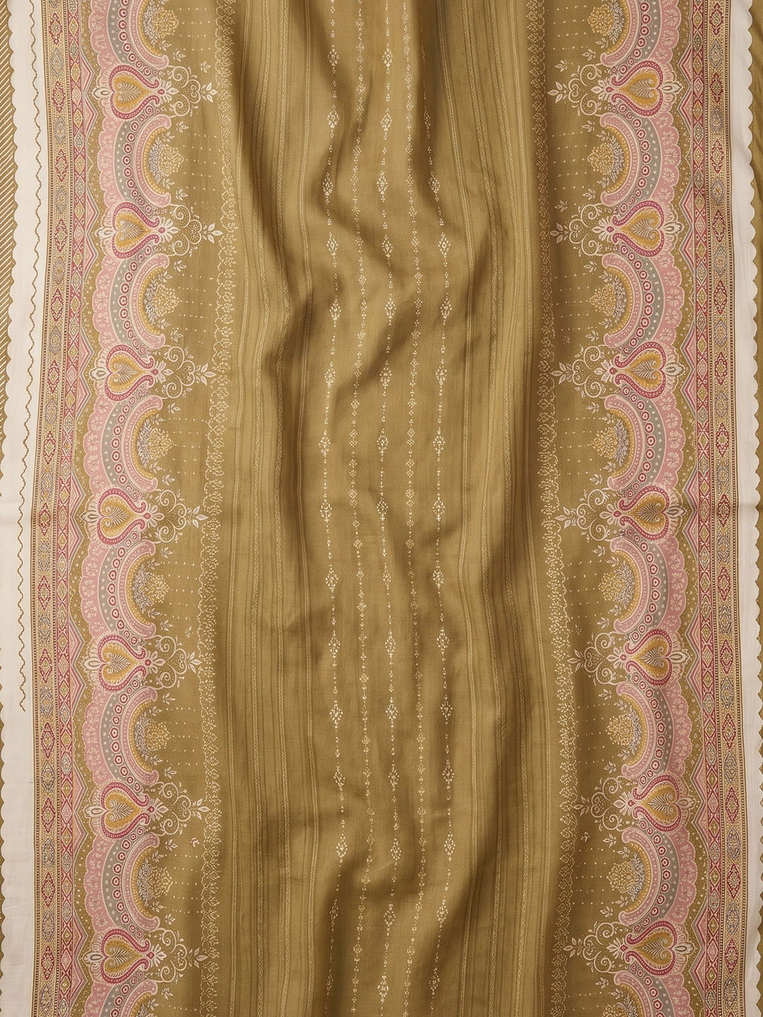 Mehndi Printed Cotton Blend Unstitched Suit &amp; Pant With Cotton Dupatta