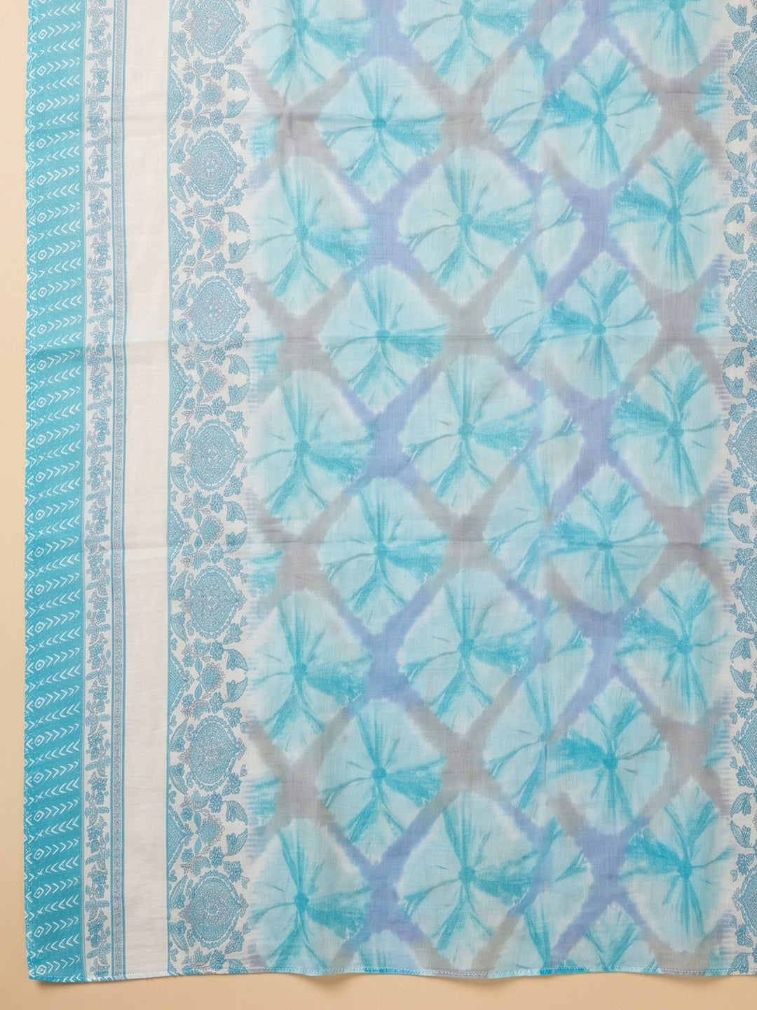 Firozee Printed Cotton Blend Unstitched Suit &amp; Pant With Cotton Dupatta