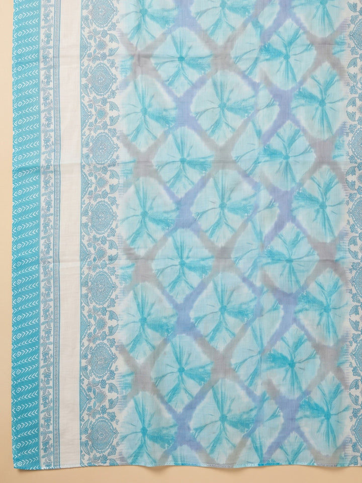Firozee Printed Cotton Blend Unstitched Suit &amp; Pant With Cotton Dupatta