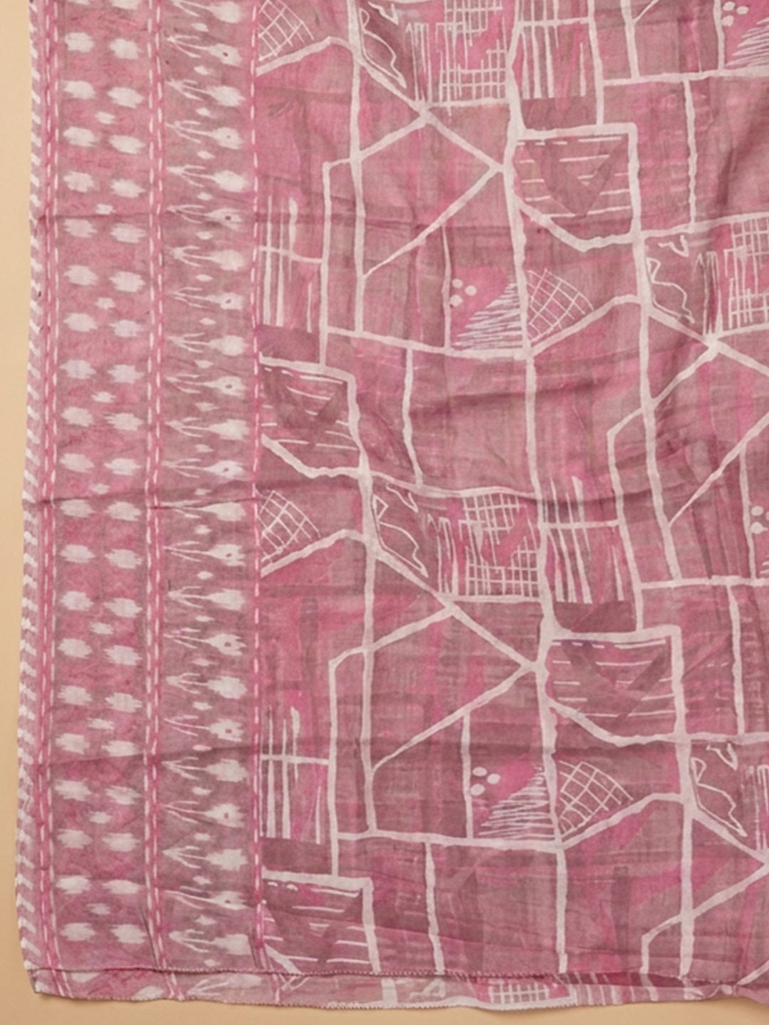 Onion Pink Printed Cotton Blend Unstitched Dress Material