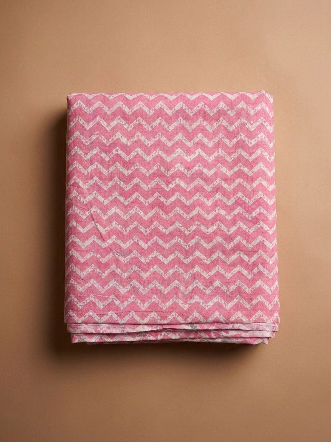 Pink Printed Cotton Blend Unstitched Dress Material