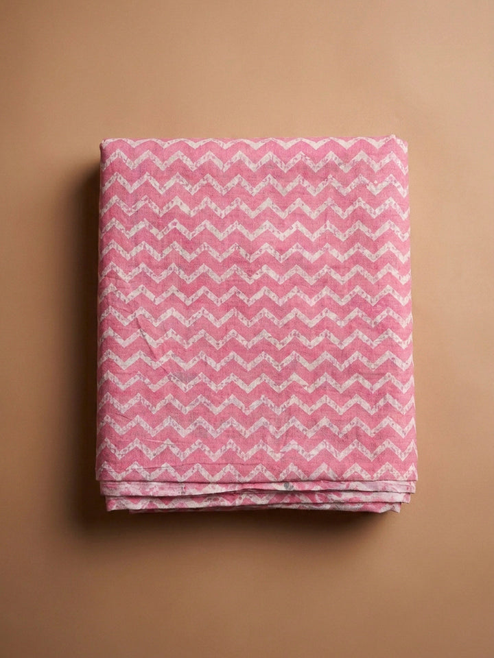 Pink Printed Cotton Blend Unstitched Dress Material