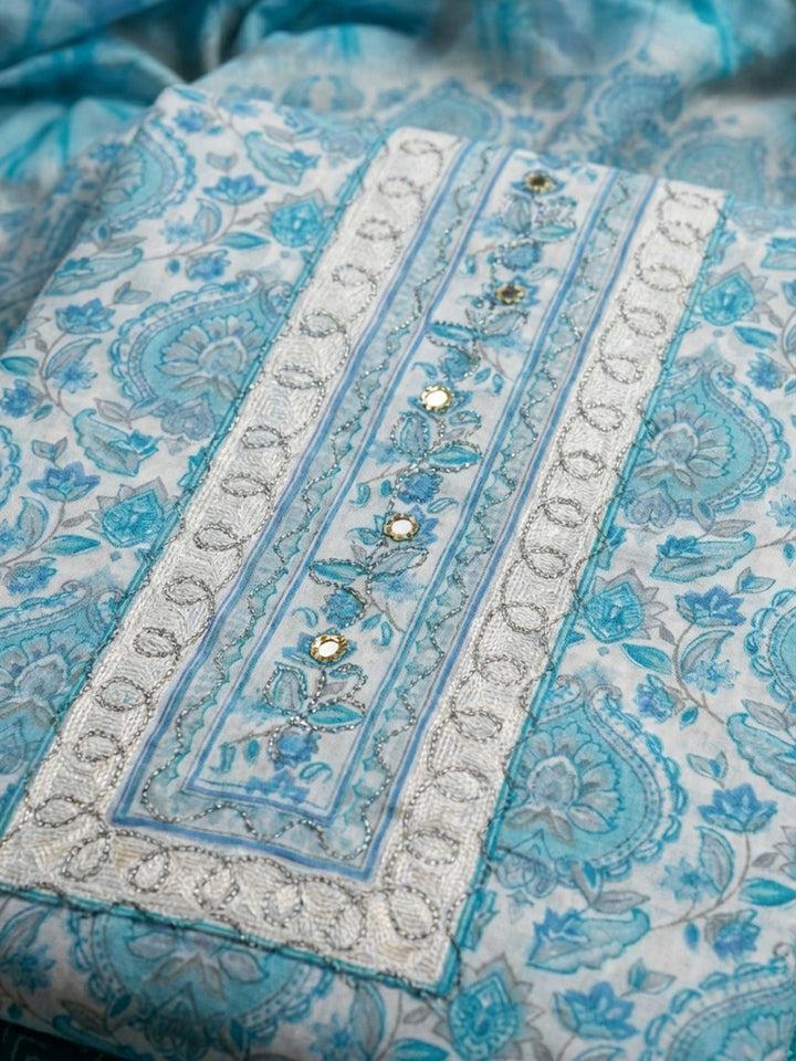 Firozee Yoke Embroidery Cotton Blend Unstitched Dress Material