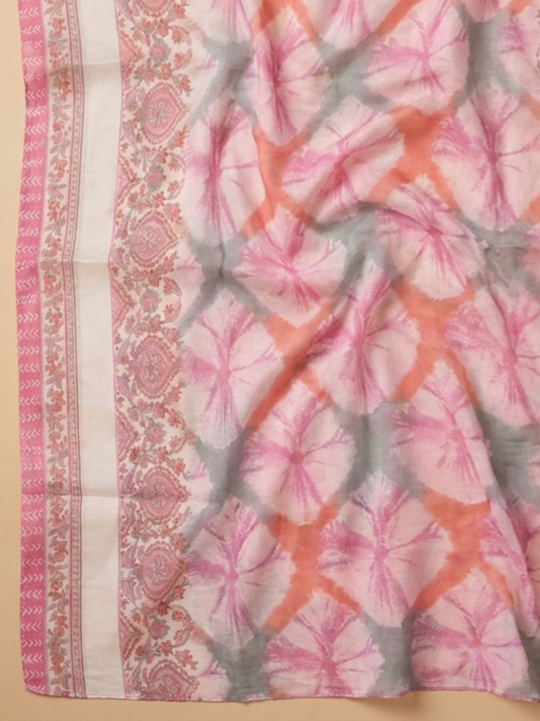 Pink Yoke Embroidery Cotton Blend Unstitched Dress Material