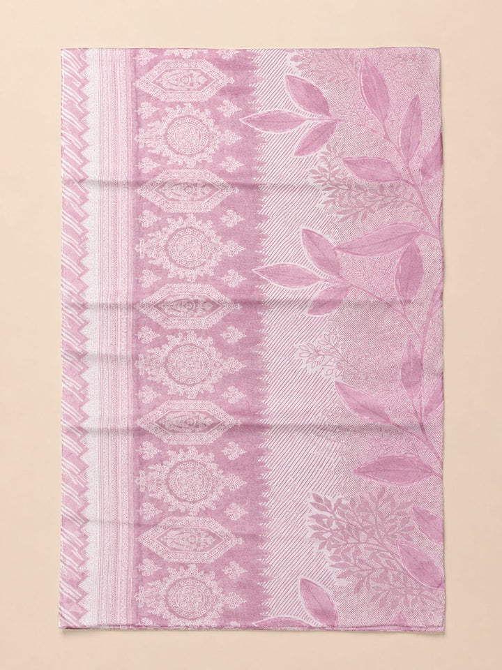 Dull Pink Printed Cotton Blend Unstitched Dress Material