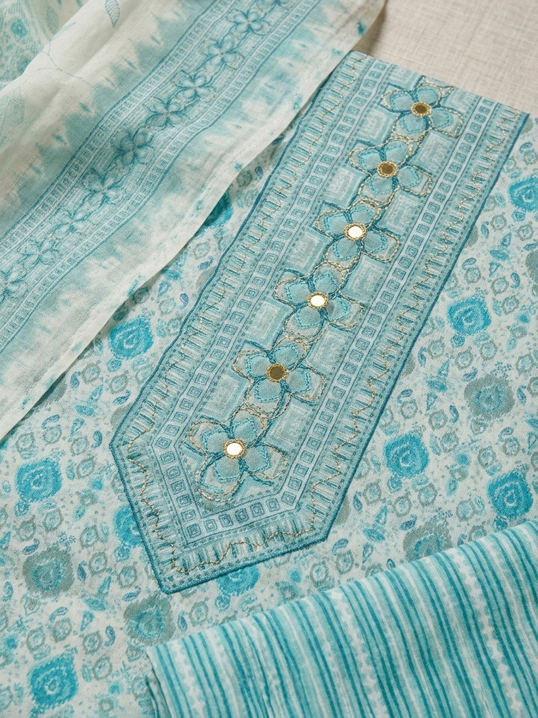 Firozee Printed Cotton Blend Unstitched Dress Material