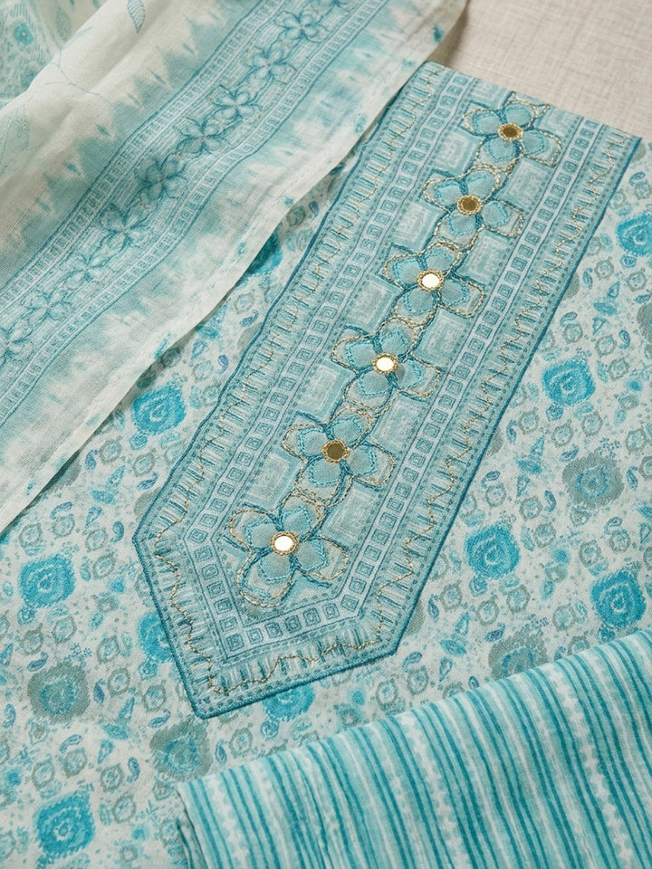 Firozee Printed Cotton Blend Unstitched Dress Material
