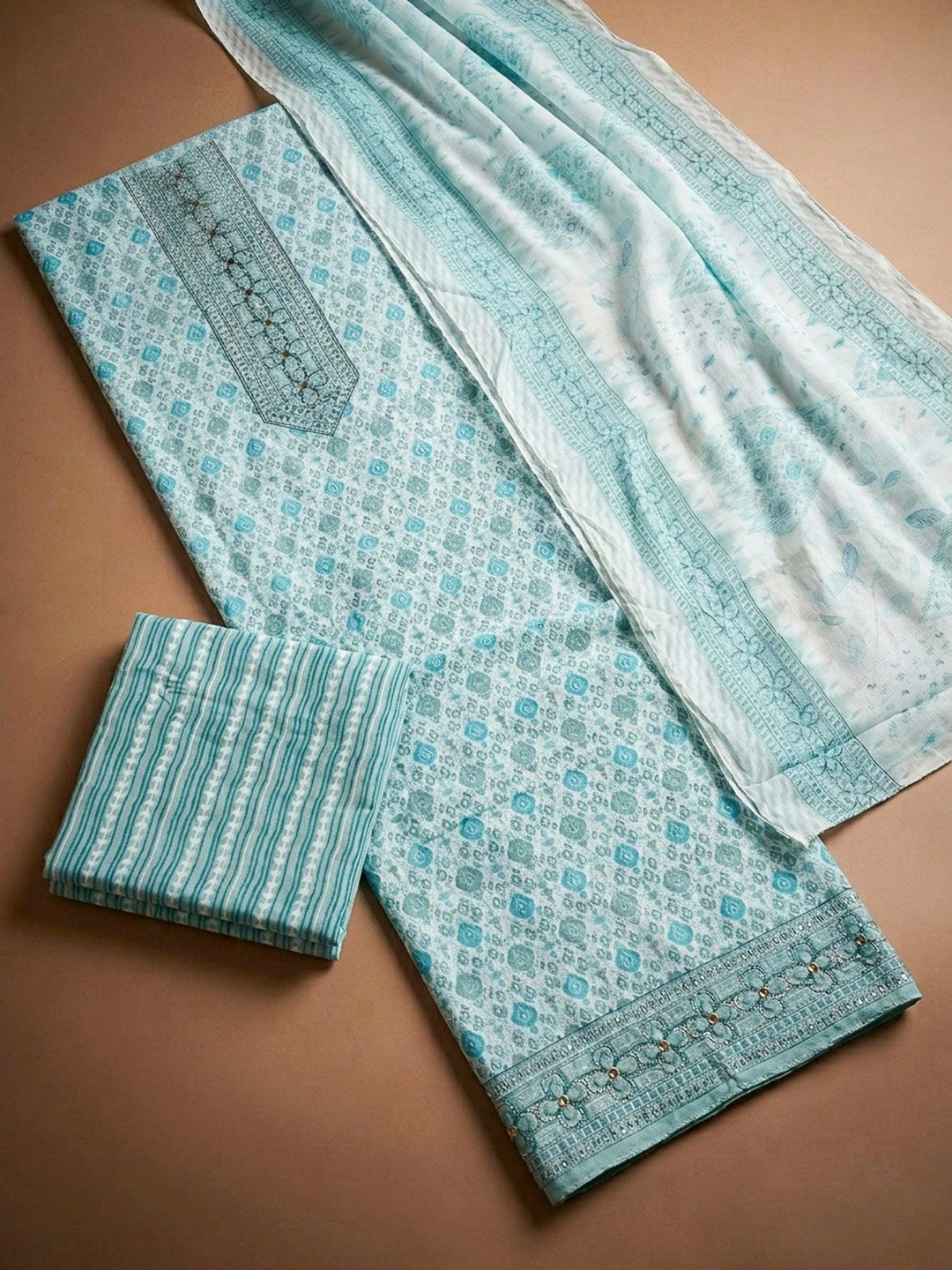Firozee Printed Cotton Blend Unstitched Dress Material